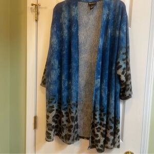 Maggie Barnes Blue and Black Cardigan Tunic Length Jacket  (70)